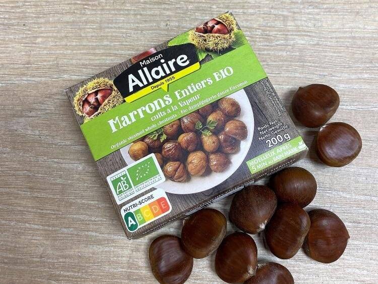 Epicerie locale proposant des marrons entiers bio 